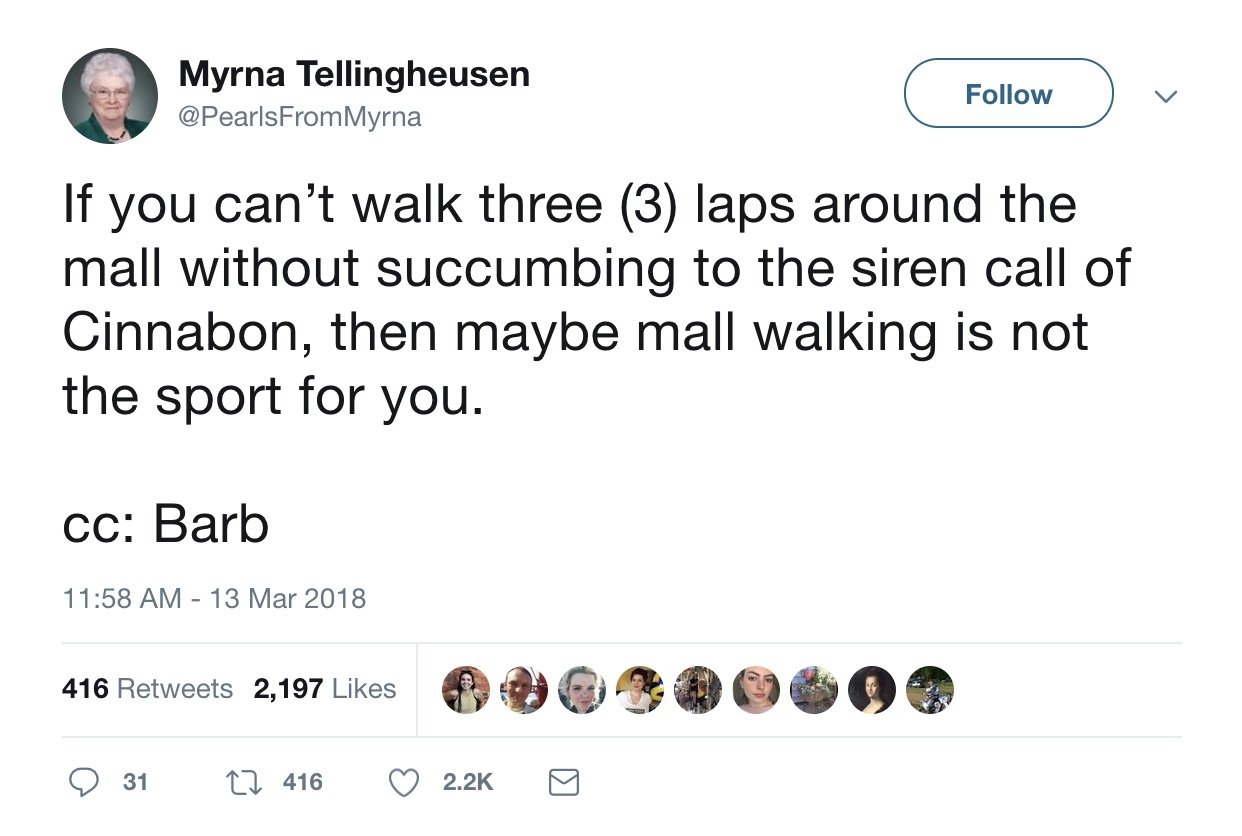 15 Tweets From Myrna Tellingheusen, The Funniest "Grandma" On The