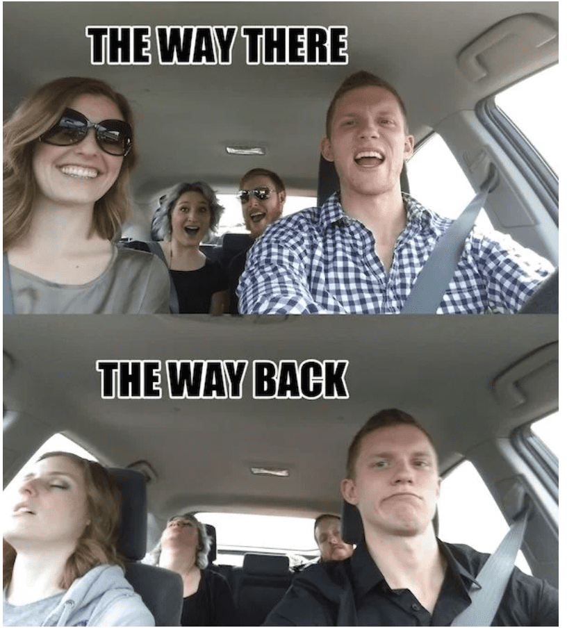 road trip with boss meme