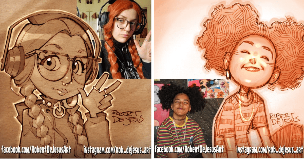 Strangers Send Photos to This Artist and He Turns Them Into Cartoon