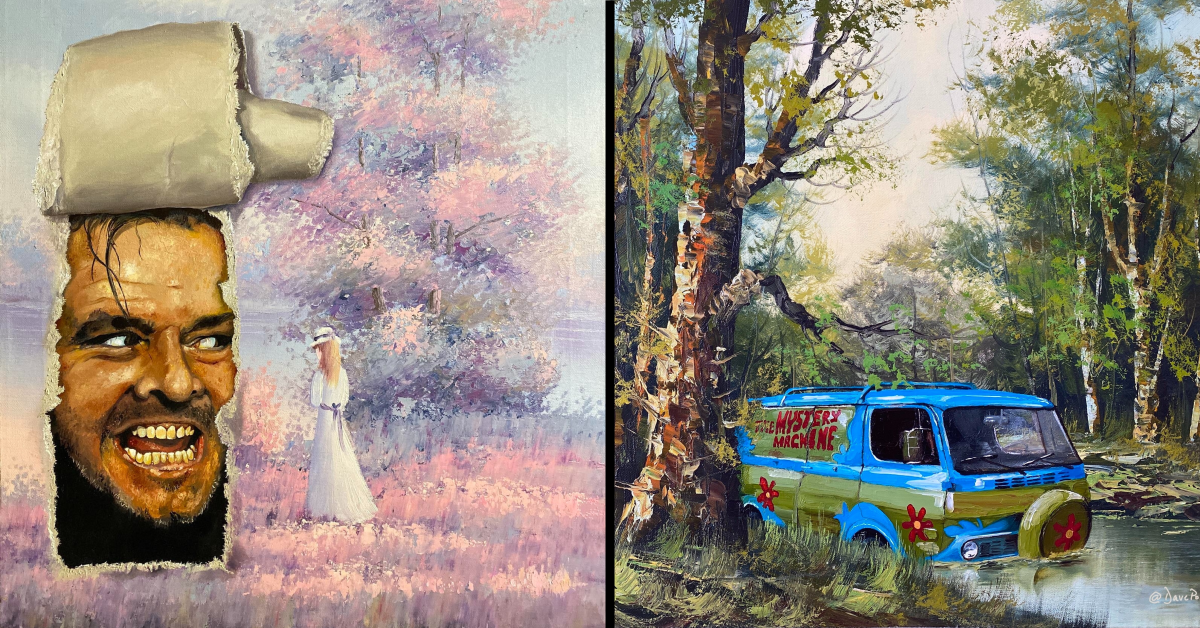 Take A Look At These Pieces Of Thrift Store Art That Have Been Painted Over   Side By Side Image 2 