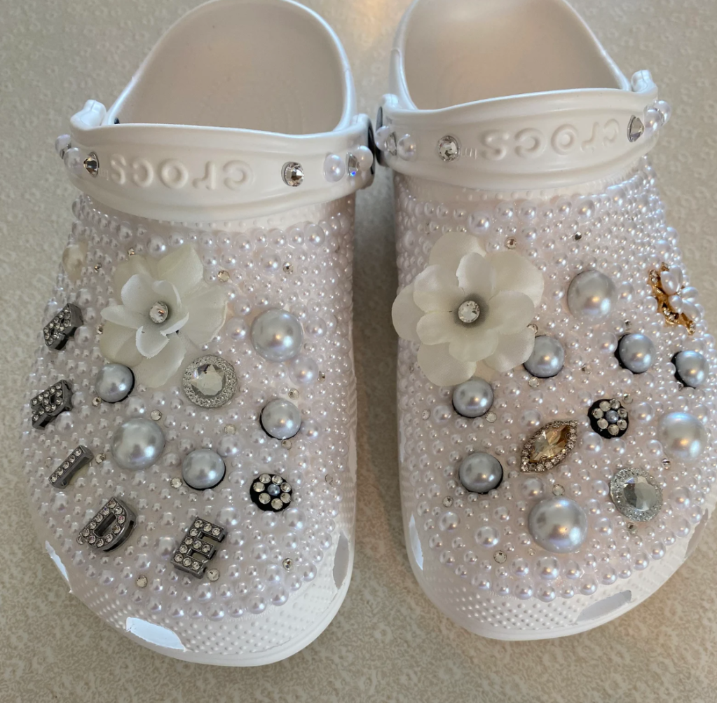 Screen Shot 2023 03 13 at 2.50.59 PM Bedazzled Crocs Are All the Rage for Brides at Their Weddings